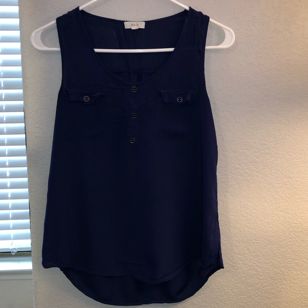 MINE No sleeve dark navy blue shirt